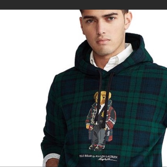 bear tartan fleece hoodie